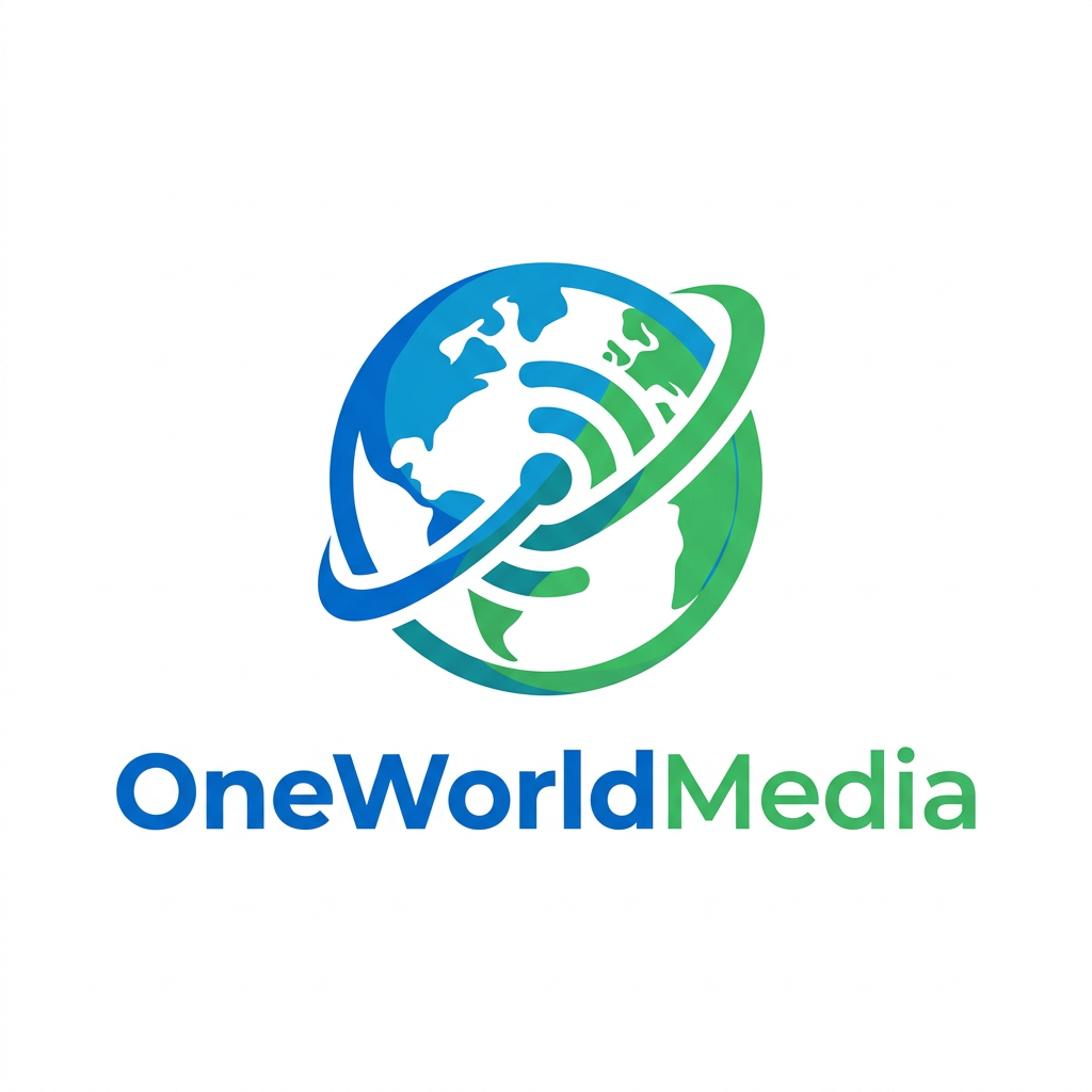OneWorldMedia.com brand logo concept